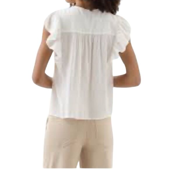 GAP White Ruffle Sleeve Blouse size large - Picture 2 of 8